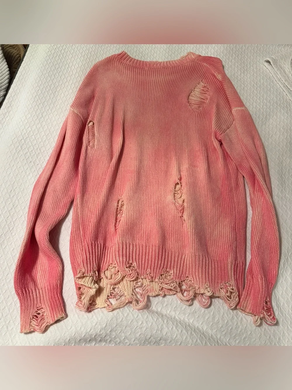 Fashion Nova Pink Distressed oversized Crewneck Sweater - Picture 2 of 4